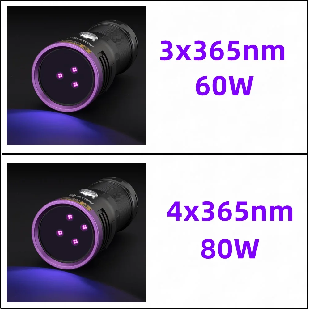 60W/80W/120W High power UV Flashlight USB Charging Blacklight Curing Money Ore Scorpion Pet Stains Cat Tinea Marker Light Torch