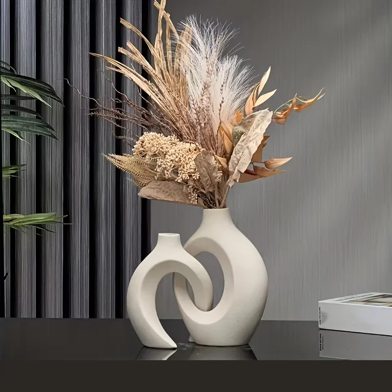 2026 Neue Kunststoff-Vase Deko Stilvoller Nordischer Stil, Langlebige Bruchsichere Ornamente für Schlafzimmer, Küche und Wohnzimmer-Dekoration