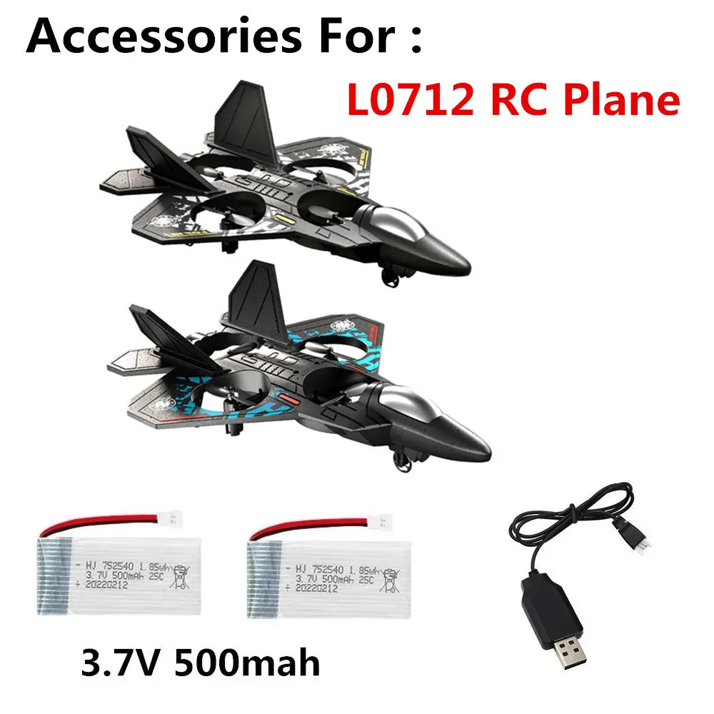 L0712 RC Plane Battery 3.7V 500 mAh / Charging cable / For  L0712 Aircraft  Parts L0712 Drone Battery Accessories