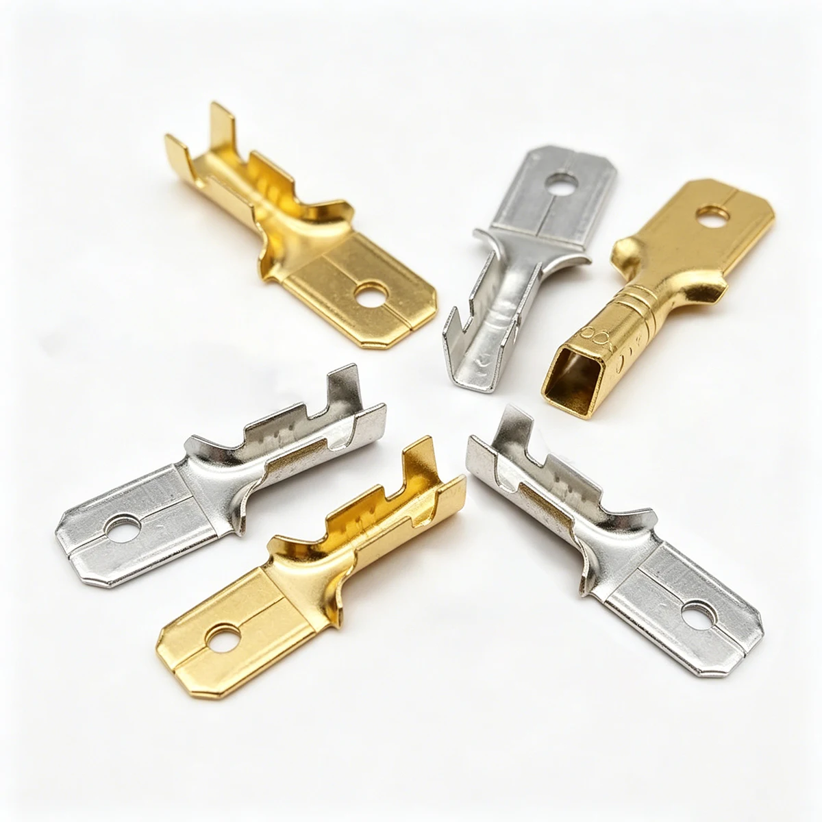 100/300pcs 6.3mm Male Spade Terminals 0.7mm Thick Short Crimp Quick Connect Wire Connectors for Electrical Wiring