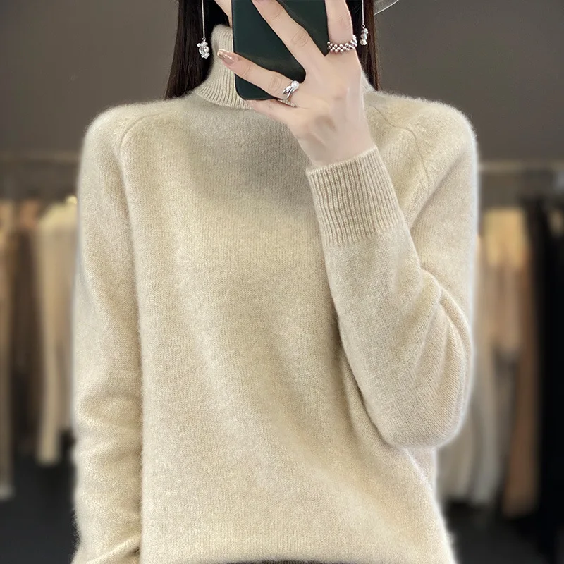 

Casual SKinny Knitting Pulleys Sweater for Autumn/Winter Women's Tops New Turtleneck Full Sleeve Solid Thick Bottoming Shirt