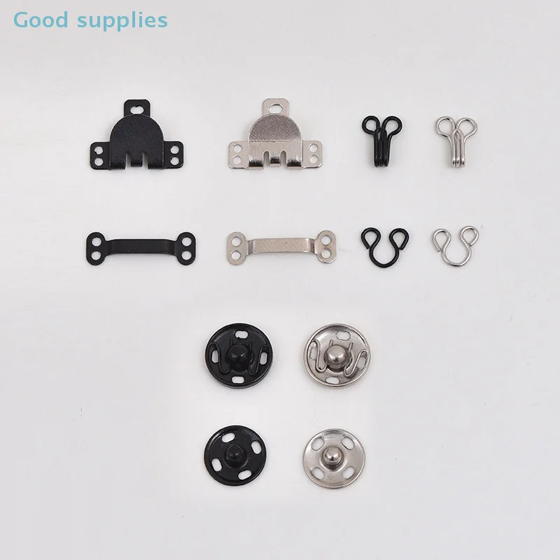 1Set Sewing Hooks And Eyes Set Sew-on Snap Buttons DIY Clothing Button Sewing Closures Snaps Kit For Clothes Bags Sewing Craft