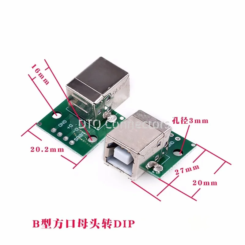 2 stücke micro mini TYPE-C usb ein männliches usb 2,0 3,0 eine weibliche usb-b-verbindungs schnitts telle zu 2,54mm dip pcb adapter breakout board