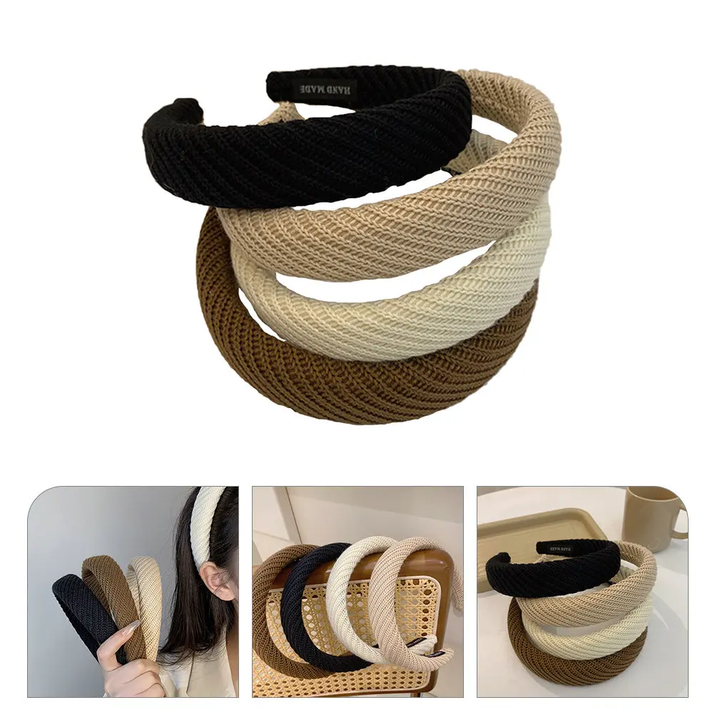 

4Pcs Wide Women Headbands Lamb Wool Fabric Hair Bands Elegant Minimalist Style Hair Accessories for Beach Wedding Prom Garden