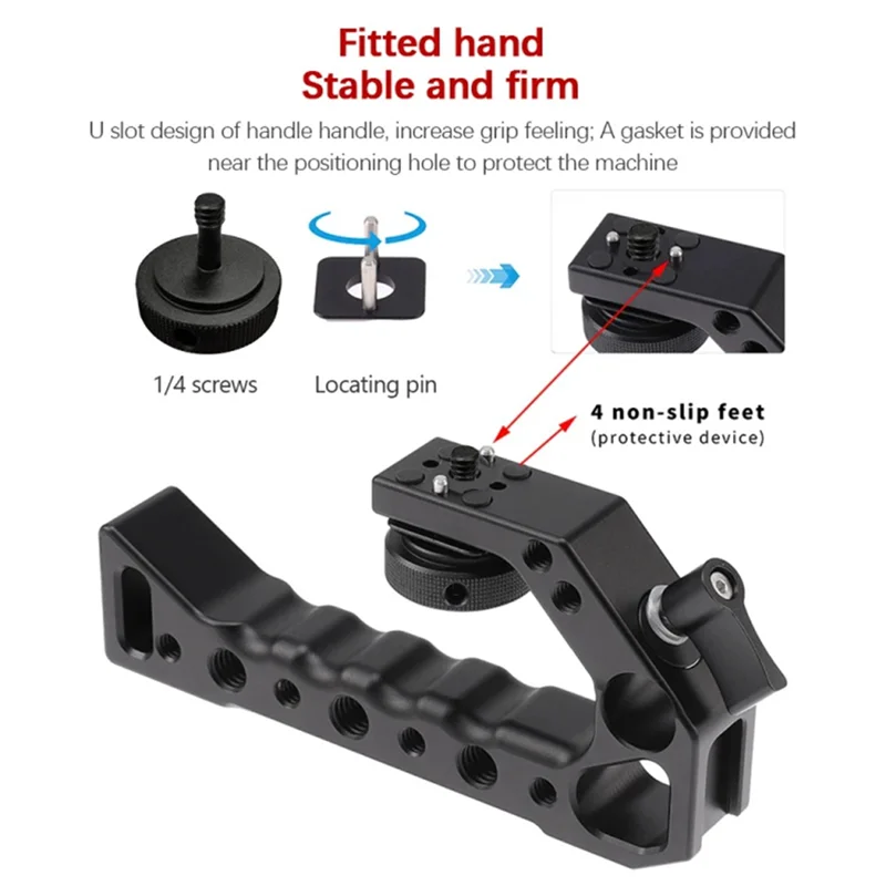 A34M-Camera Top Handgrip 4 حذاء بارد لـ Arca Swiss Mount 1/4 بوصة و3/8 بوصة قابل للفصل 1/4 بوصة لقفص الكاميرا