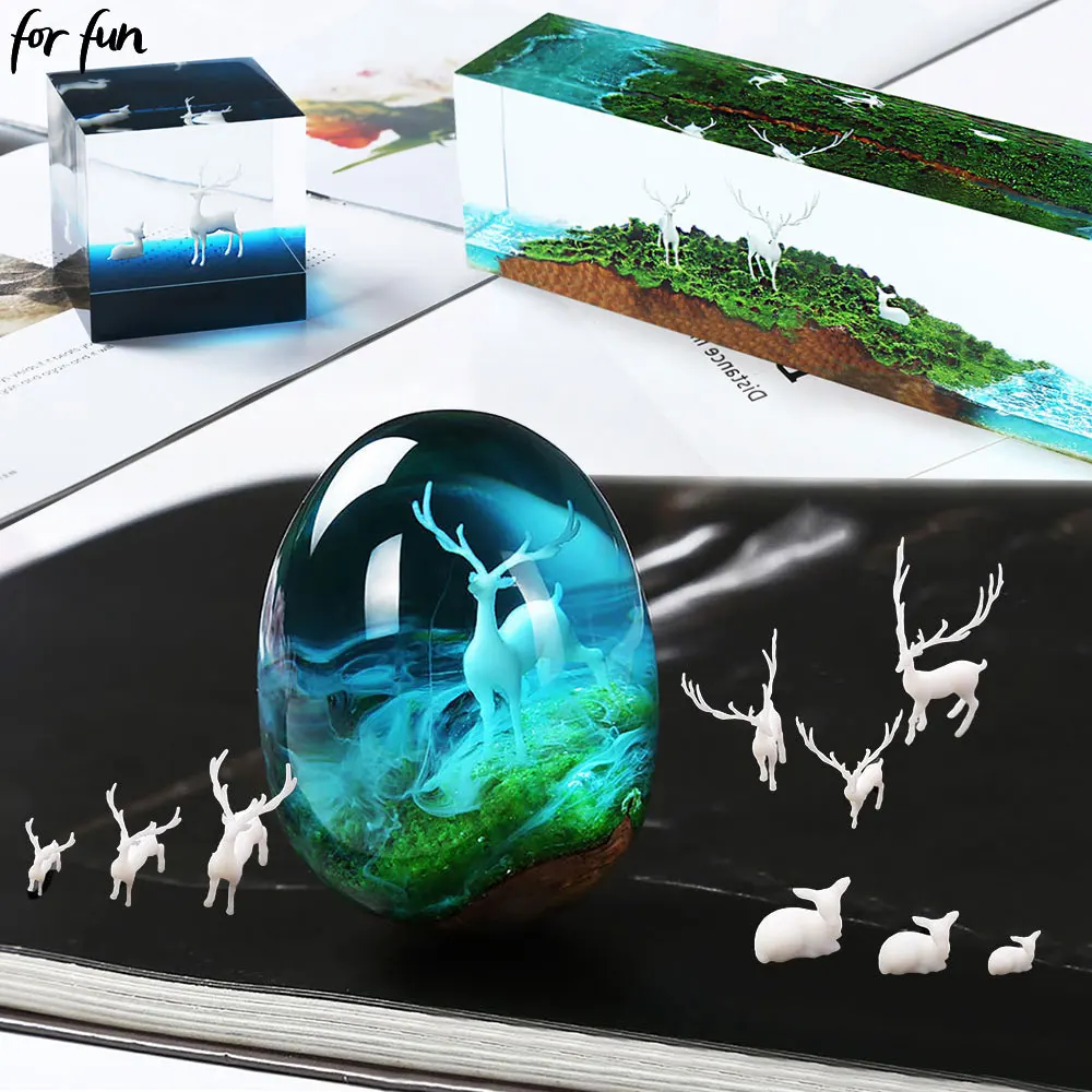 

For Fun Elk Immortal Deer 3D Forest Micro Landscape Decoration Crystal Drop Glue DIY Filling Ornaments Plastic Fairy Deer Model