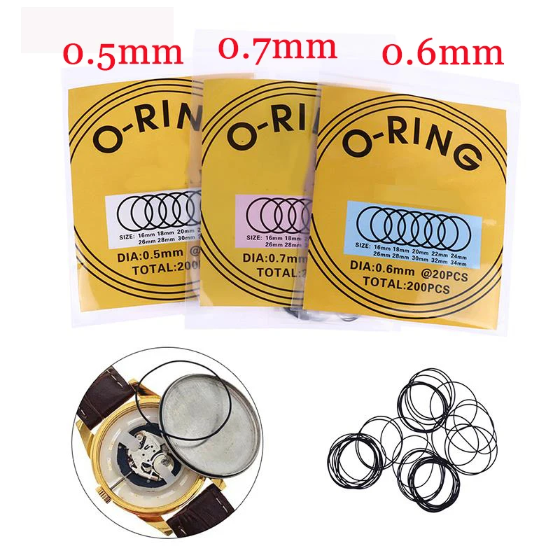

Three Sizes 200Pcs O-Ring Waterproof Rubber 16mm-34mm Watch Back Cover Gaskets Repairing Replacement Tool for Watchmaker