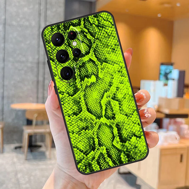 Snake Skin Print Phone Case For Samsung Galaxy S25 S24 S23 S22 S20 S21 Ultra S9 S10 Plus S25 FE Back Cover