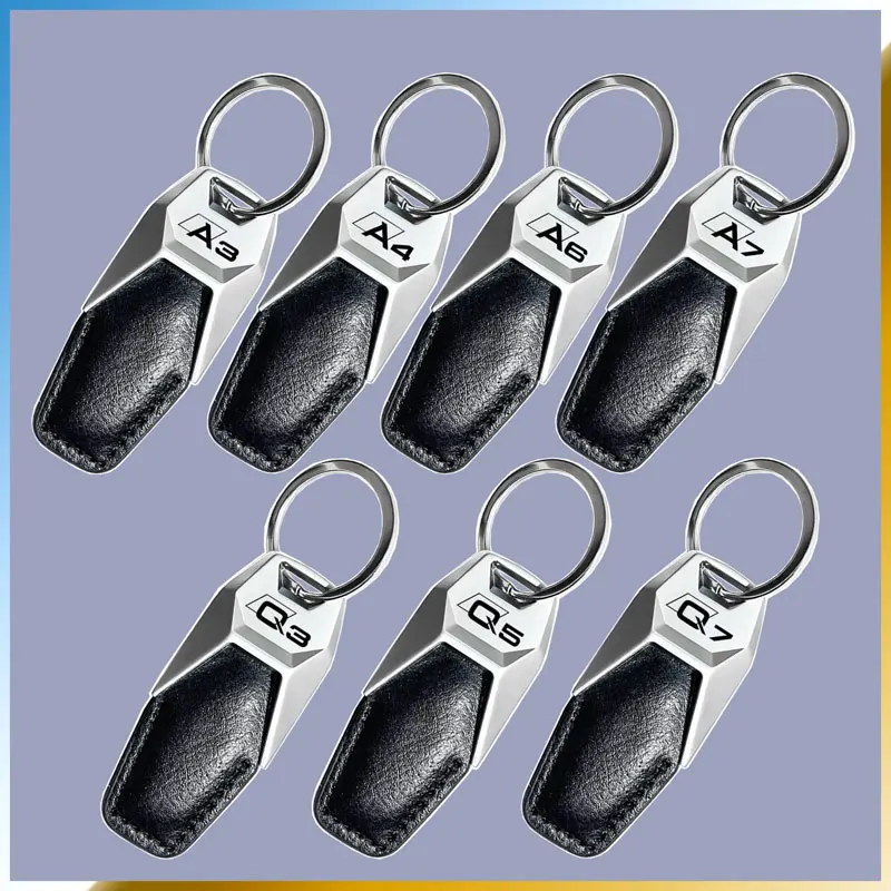 Sporty Style PU Leather Key Chain Metal Car Key Ring Key Pendant Giftware For Audi A3 A4 A6 A7 Q5 Q7 Q3 Auto Parts