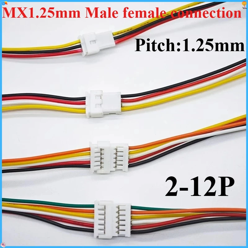 10PCS JST MX1.25 2-12Pin Air Docking Connector Wire 10/20/30cm 28AWG male / female pair plug Electronic Wire 1.25mm Pitch