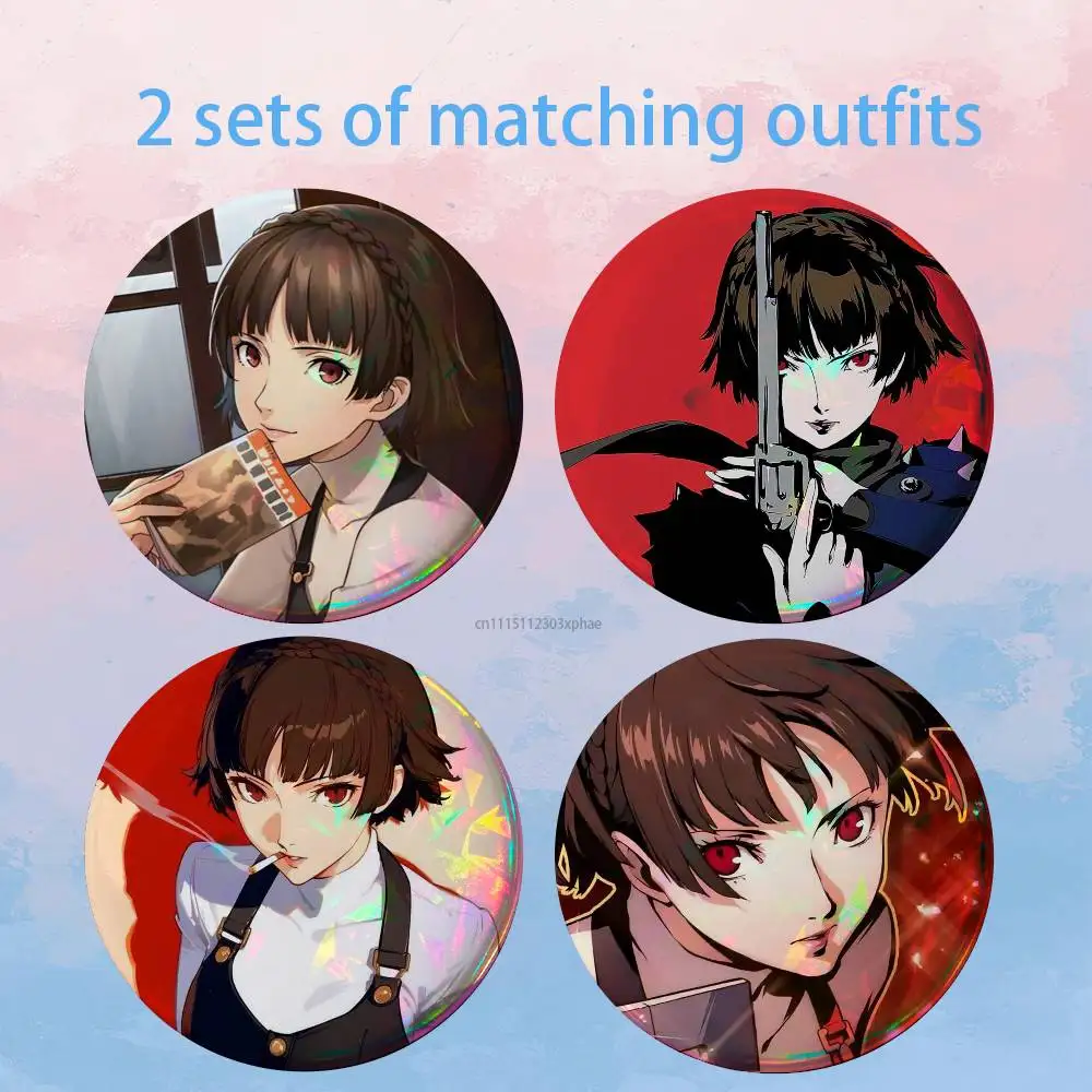 Makoto Niijima Persona Queen HD Print Round Lapel Pins Pretty Derby 2 piece set Round Display Brooches Brooch Badges