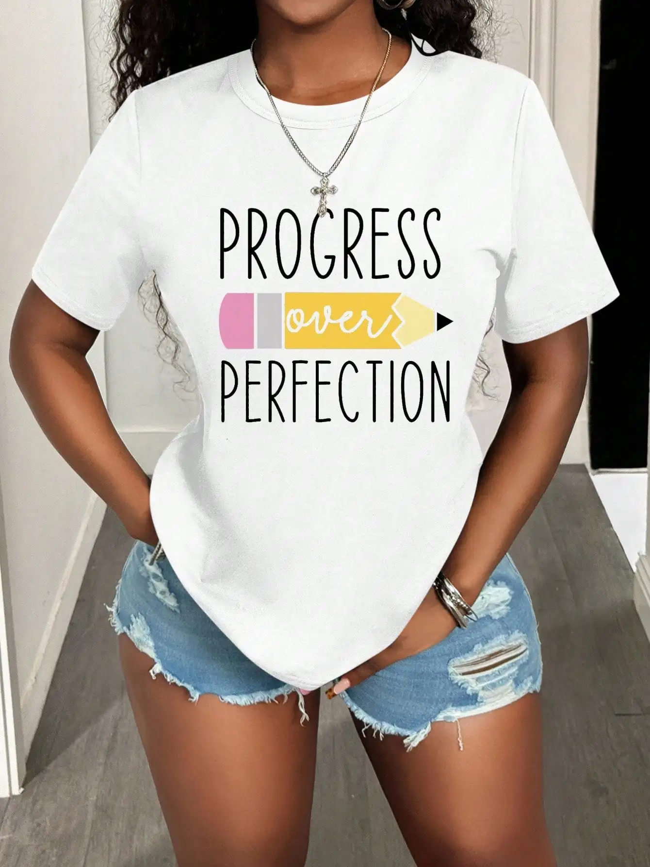 Women's PLUS-size Printed Short-sleeved T-shirt, Loose and Casual, Soft, Comfortable and Breathable, Outdoor Sports