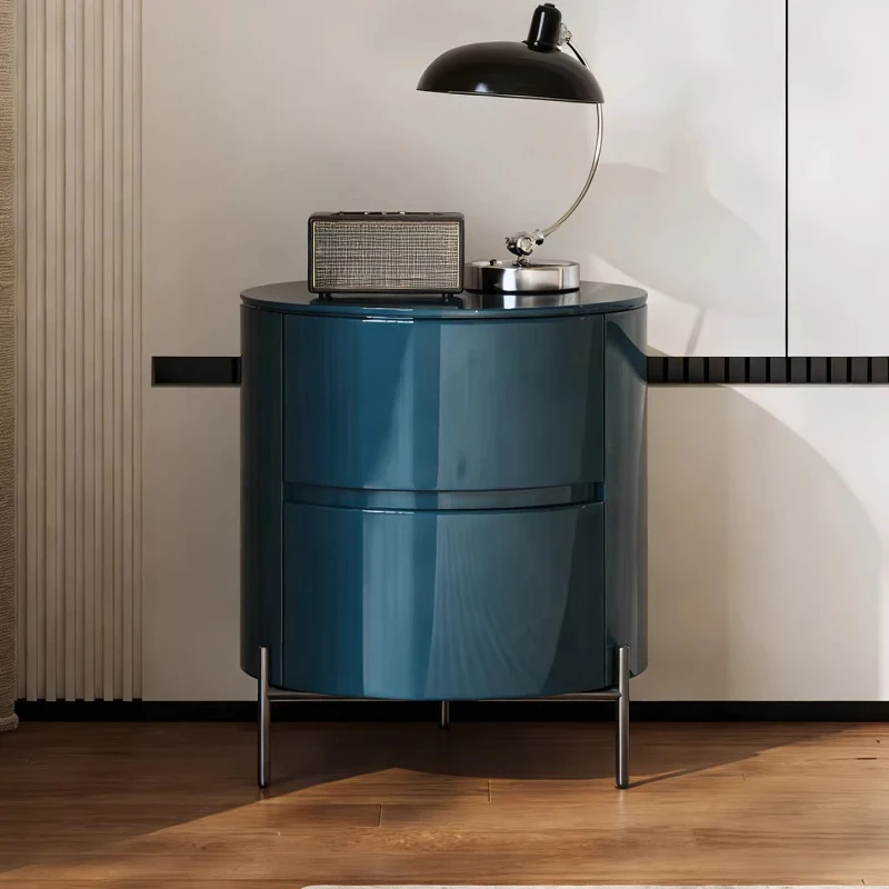 Minimalist round painted bedside table Simple modern storage storage cabinet Bedroom high-end creative bedside table