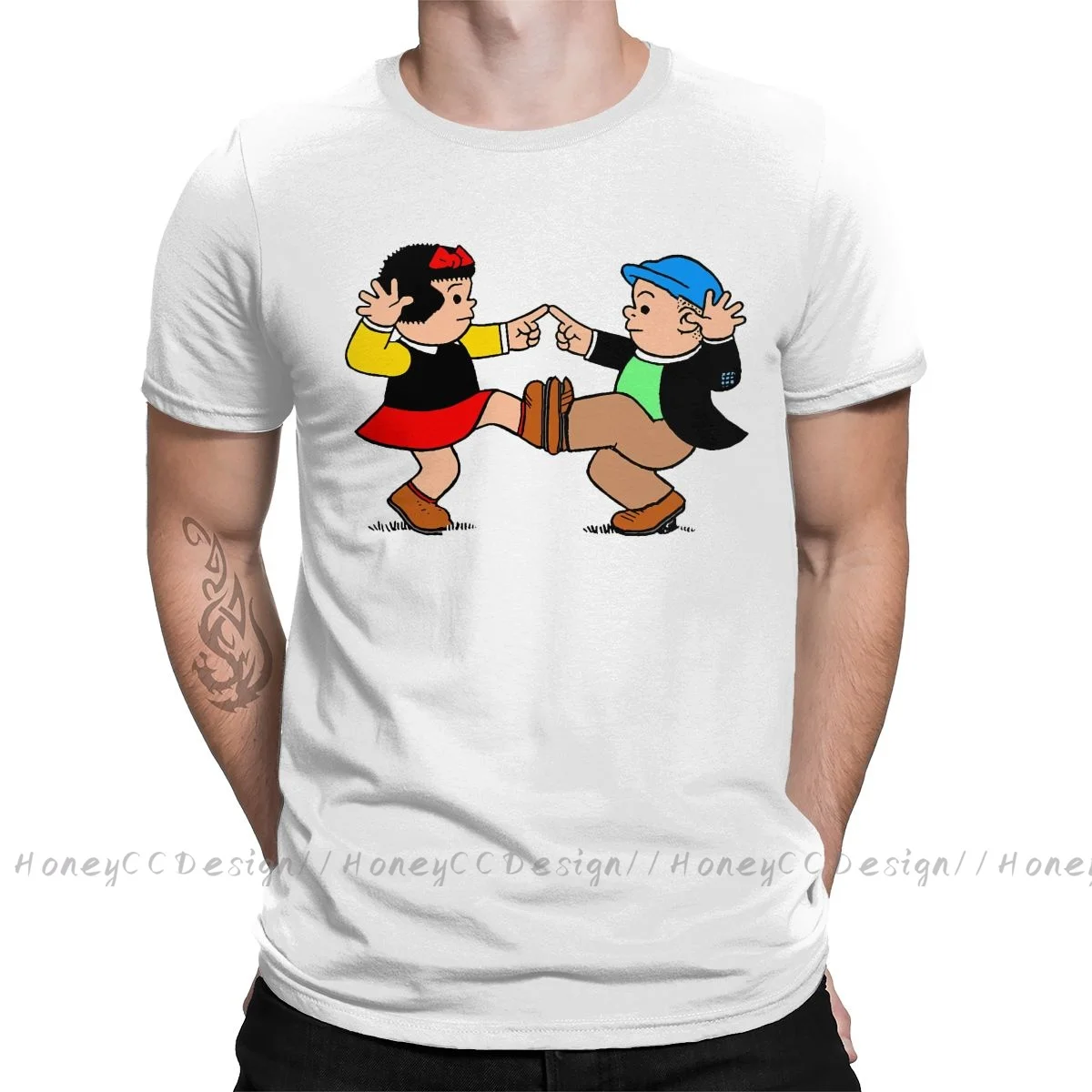 Nancy and Sluggo Come Dancing Print Cotton T-Shirt Camiseta Hombre For Men Fashion Streetwear Shirt Gift