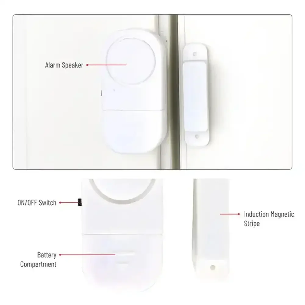 Wireless Door Window Alarm Security System Magnetic Sensor Anti-theft Alarm for Home Window Door Protection Easy Install Burglar