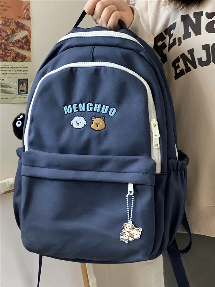 Women Backpack Kawaii Bear Embroidery Japanese Harajuku Laptop Travel Water Proof Aesthetic Y2k High Capacity School Bags Unisex