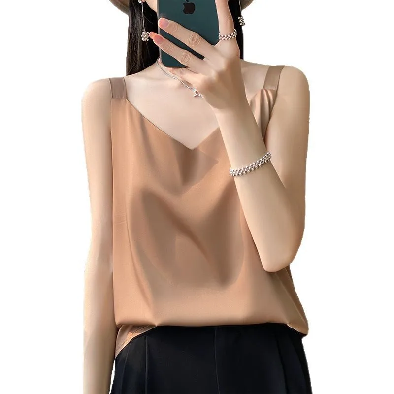 Seide Simulation Strap Weste frauen Lose V-ne Svel Sommer Schöne Ba Acetat Satin Basis irt Innere Tragen Busin