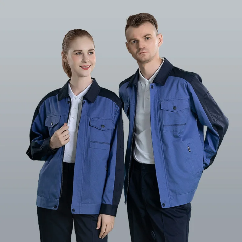 Vestuário de trabalho conjunto de fábrica oficina uniformes de trabalho durável resistente ao desgaste mecânico macacões contraste cor workwear4x