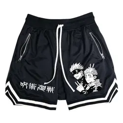 Anime Jujutsu Kaisen spodenki do koszykówki siłownia Fitness szybkoschnące spodenki do biegania na co dzień oddychające krótkie spodnie plażowe Streetwear