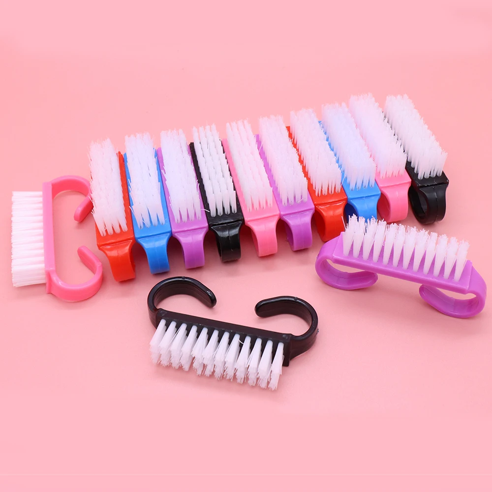 10pcs Nail Cleaning Brush Plastic Dust Clean Soft Remover For Nail Care Small Angle Mix Color Manicure Pedicure Nail Salon Tool