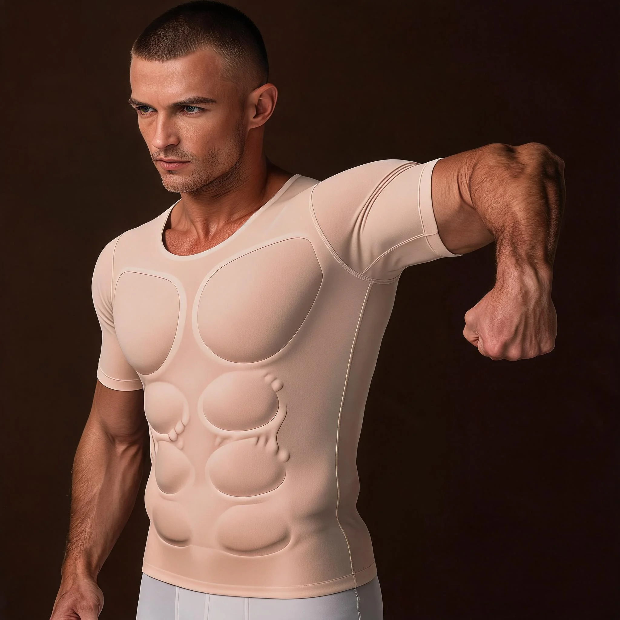 Man Skin Color Shirt Coat Muscle Pads Cosplay Arm Chest Costumer Body Shaper Abdominal Pad Corset Top Tight Tops Anime Cloth