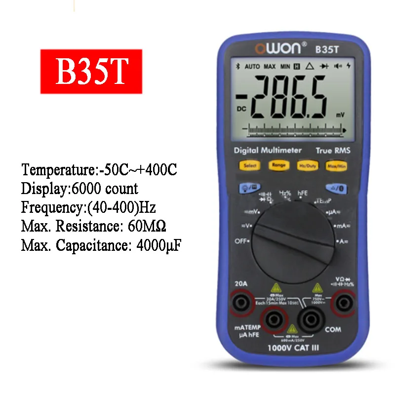 OWON 3(5/6) كامل B35T T-RMS متعدد متوافق مع بلوتوث Android Apple Datalogger + DMM