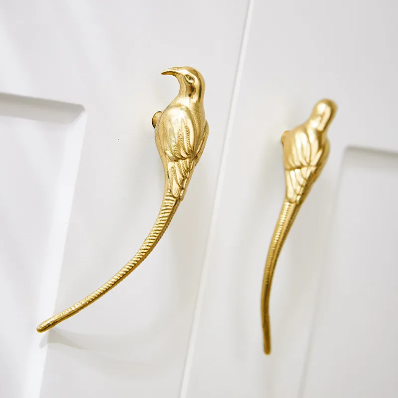 Golden Bird Cabinet Handle Personalized Wardrobe Handle Creative Children\'s Simple and High End Wine Cabinet Drawer Door Handle