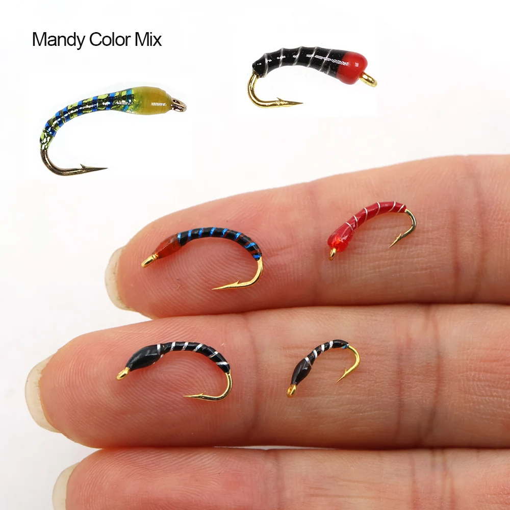 10 Stück Epoxid-Nymphenfliegen Midge Hegene Buzzers Forellen-Angelköder Künstliche Köder Größe 14 Haken – Detail 4