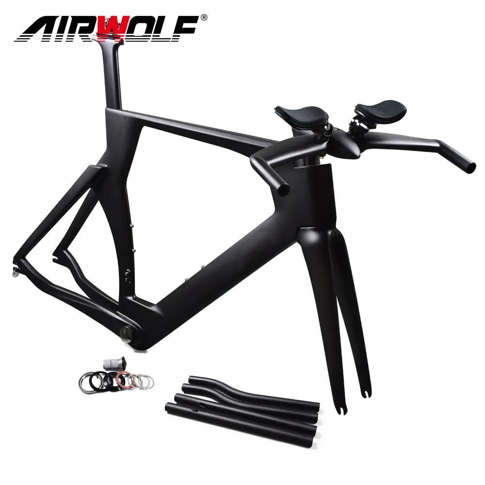 

Airwolf T800 Carbon TT Bike Frame Triathlon Bike Frameset RIM Brake Time Trial Bicycle Frame BB386 700X23C 3K