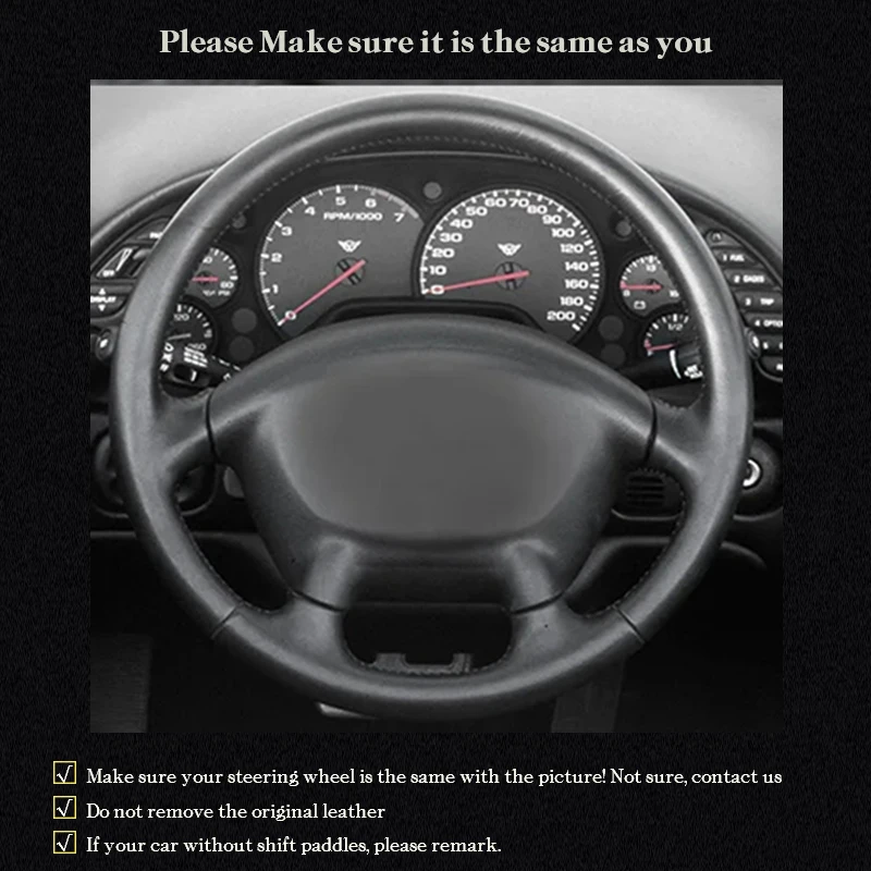 Custom Genuine Nappa Leather Car Braid Steering Wheel Cover for Chevrolet Corvette C5 Z06 Wheel OEM GM 1997-2004 Car Accessories