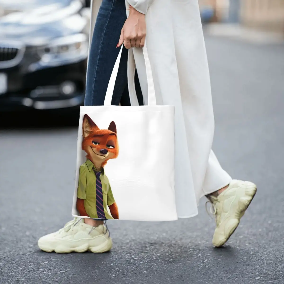 Zootopia Nick Bolsos de mano Bolso de mujer Bolso de lona Estudiante Conejo Bolso de hombro Bolso de compras impreso