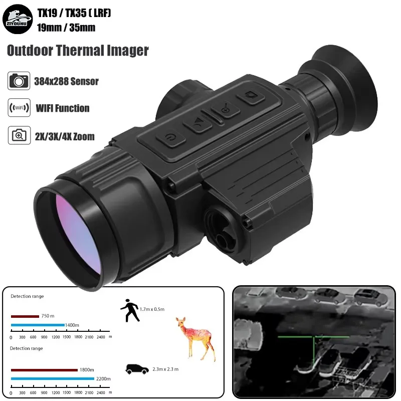 Thermal Imaging Scope with LRF Laser Ranging, WiFi App, Image Video Records, Long Range, Hot Detection, Searching Heat Monocular