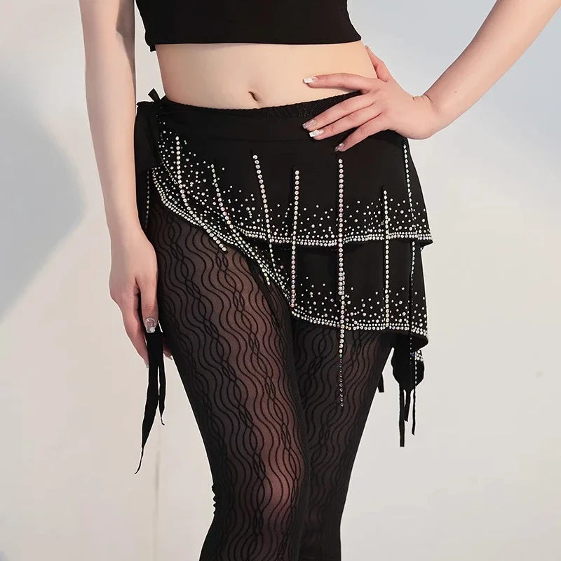 

Пояс для выступлений для танца живота для женщин, кисточки с бриллиантами, треугольные кисточки, набедренный шарф, аксессуары для соревнований по восточному танцам