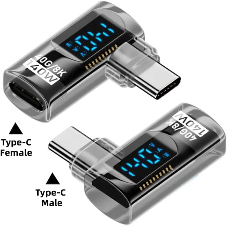 140W USB C Extender Digital LED Wattage Meter 8K Display 40Gbps USB4 Type-C Adapter for Thunderbolt3 Laptop Mobile Phone Charger
