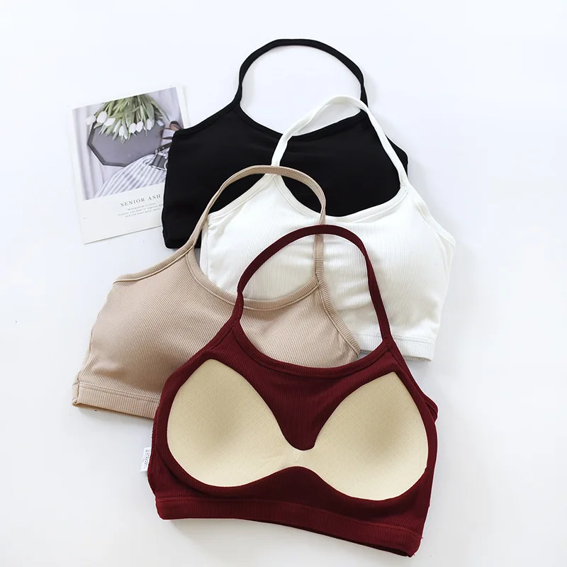 New Chest Pad Beautiful Back Underwear Solid Color Women's Inner Sling Vest One Piece Sleepwear Pajamas Modal Bottom Top