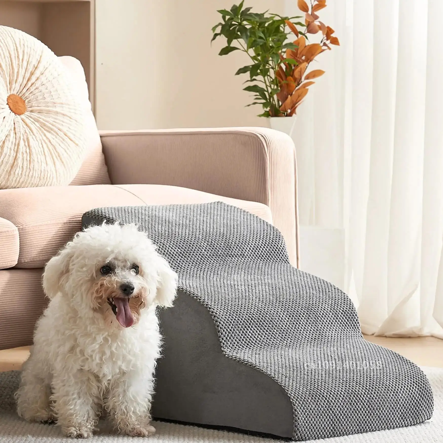 

3 Steps Dog Stairs Small Dogs climb to bed sofa ramp for small Puppy Ladder for staircase ladder for Washable