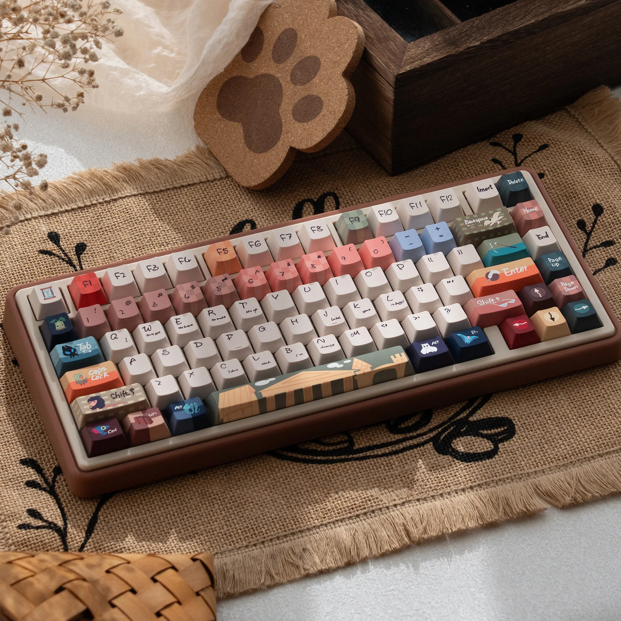 URE Magical Animal Theme Keycaps Cherry Profile Dye-Sublimation PBT Key Caps MOA Round Ball For MX Mechanical Keyboard