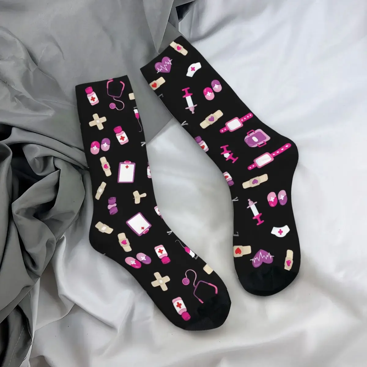 Cute Hospital Medical Pattern Gift For Nurses Socks High Quality Stockings All Season Long Socks for Man Woman Birthday Present