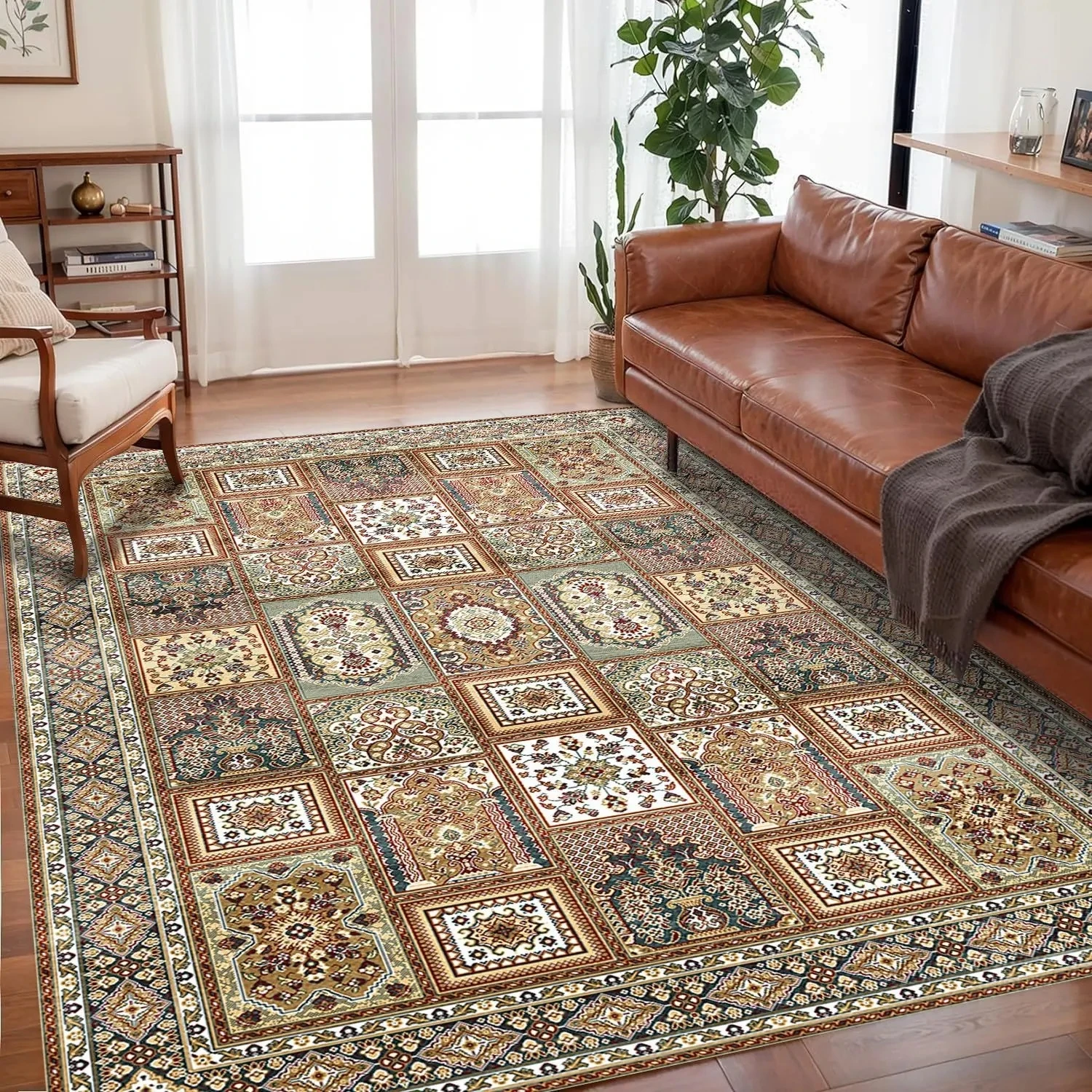 VIKAMA Vintage Bohe Kristall-Antirutsch-Teppich für Wohnzimmer, Schlafzimmer, große persische Teppiche, Sofamatten, Arbeitszimmer, Heimdekoration – Detail 8