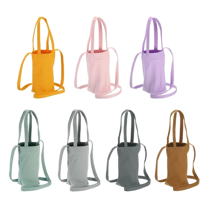 Outdoor Canvas Water Bottle Bag Portable Water Bottle Holder Sleeve with Strap for Camping, Hiking, Traveling