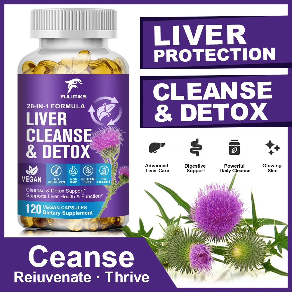 

Milk Thistle Liver Detox Capsules, with Dandelion, High-Strength Herbal Antioxidant Complex To Support Liver Health,120 Capsules