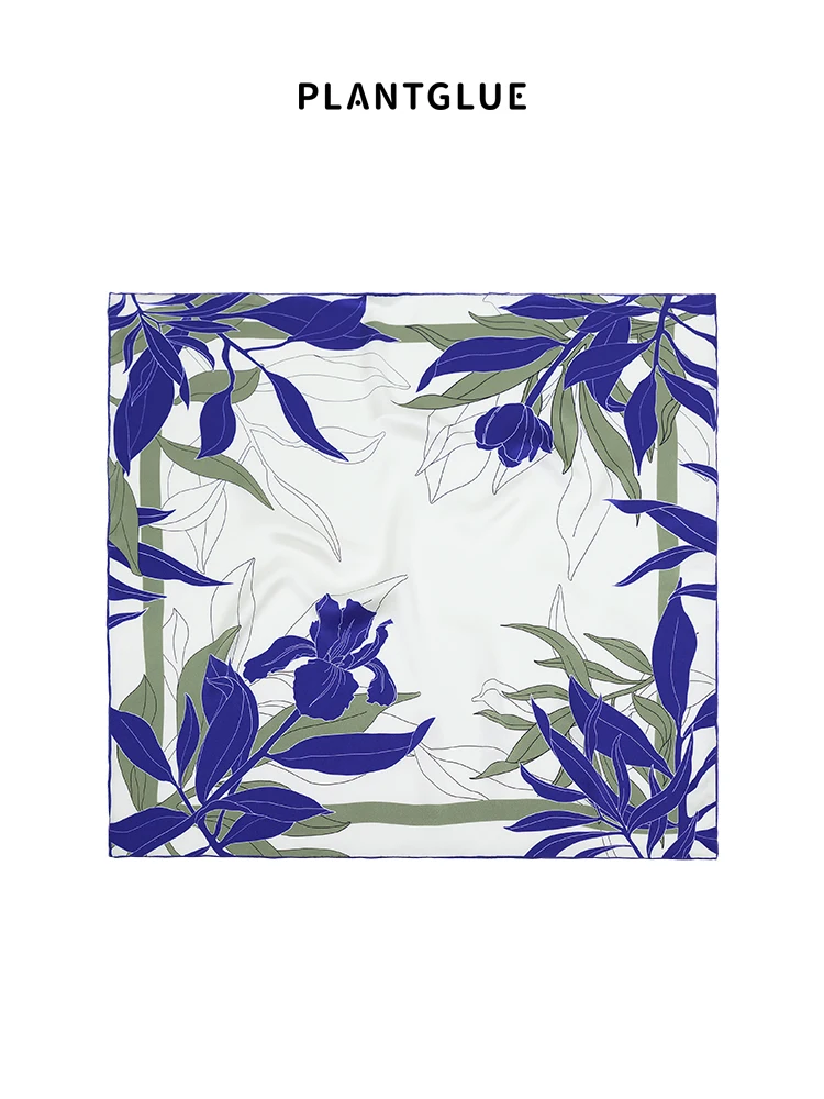 

Plant Iris Evening Shadow Silk Scarf for Women New Silk Square Scarf Mother's Day Gift Floral Pattern Versatile Wrap