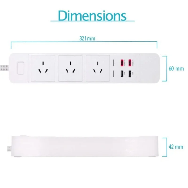 Melery WiFi Smart Power Strip USB EU Plug Socket Surge Protector AU UK Outlets Extension Cord Type C Charge by Alexa Google Home