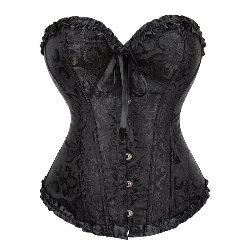 European and American court style corset jacquard lace back strap adjustable waist molding belly supporting bone shapewear 8111 view 3