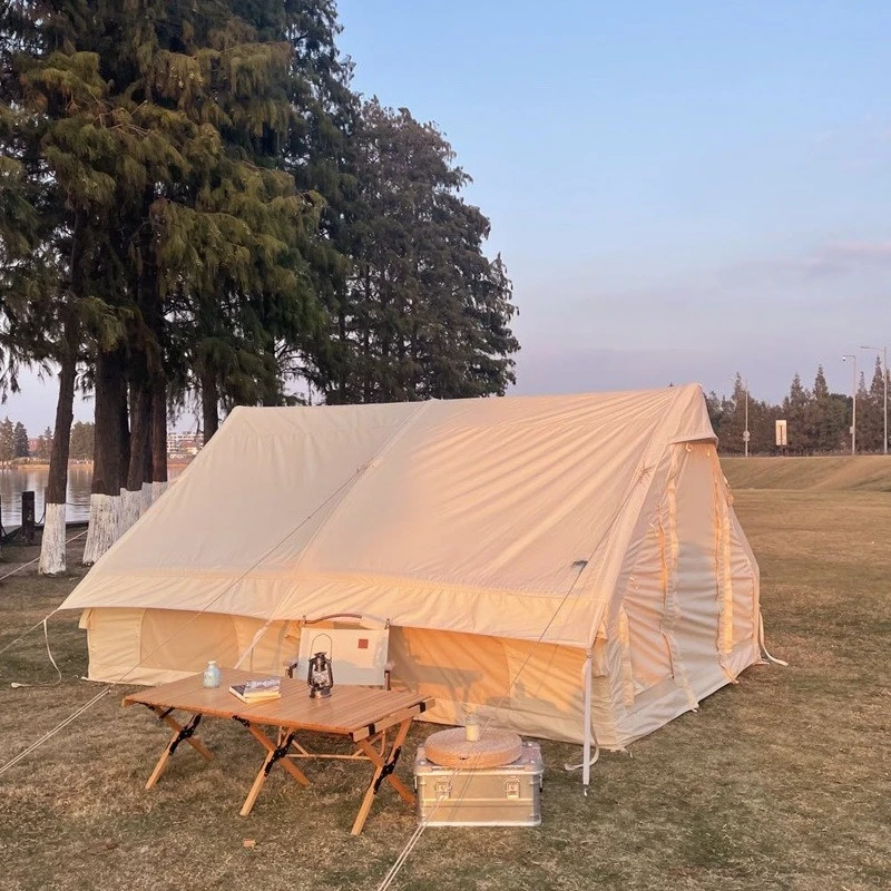 Retro room type inflatable big house outdoor folding thickened camping tent portable quick-opening