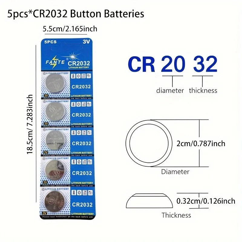 20PCS CR2032 CR2025 CR2450 CR2016 CR1632 3V Lithium Button Cells Non-Rechargeable Batteries Key Fobs Remote Controls Car Key