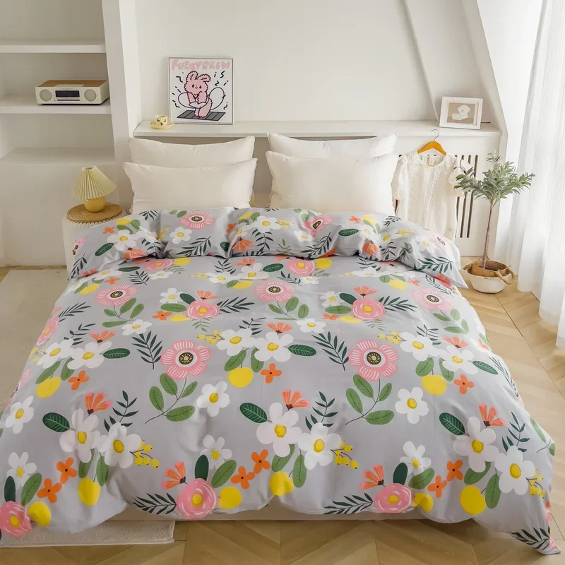 1Pc 100% Cotton Colorful Flowers Duvet Cover Queen/King Size Quilt Cover for Kids Boys Girls Soft Skin-friendly Bedroom Bedding