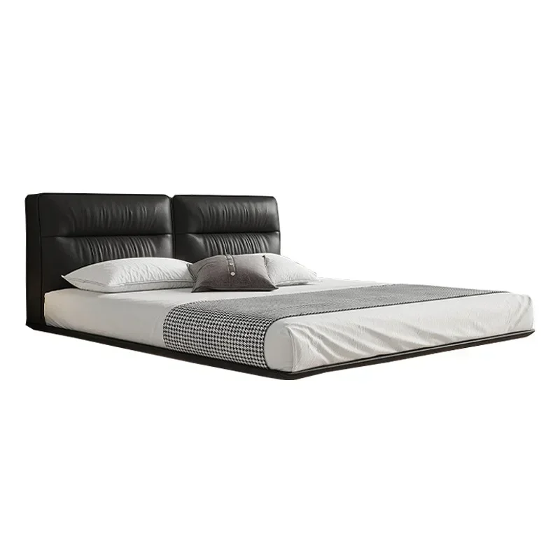 Italian minimalist leather bed modern minimalist