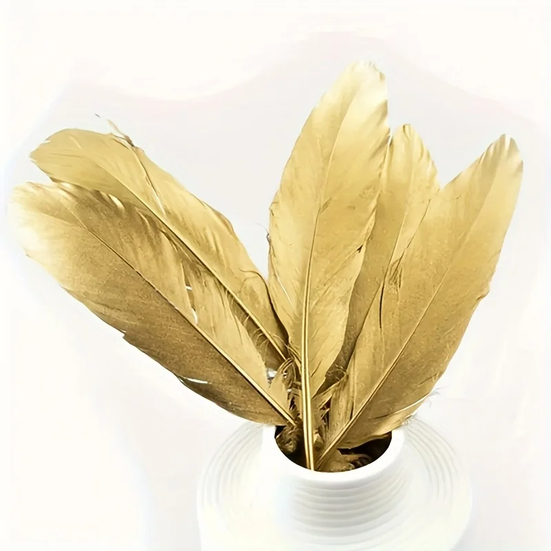 10Pcs Golden Goose Feathers Turkey Plumes Craft Accessories Duck Feathers for Wedding Party Table Centerpieces Decoration