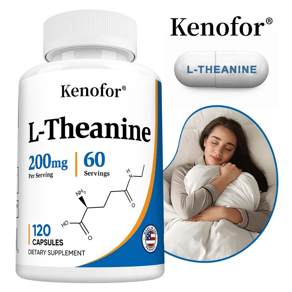 

L-Theanine Capsules 200 Mg Support Healthy Stress Levels + Sleep Cycles, Promote Cognitive Function + Focus, and Improve Sleep